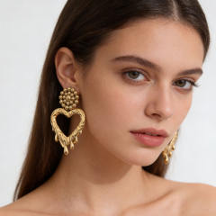 Spring Summer Metal Heart-Shaped Simple Earrings stainless steel earrings