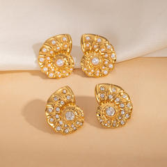Butterfly Conch Zircon Stainless Steel Earrings for Women