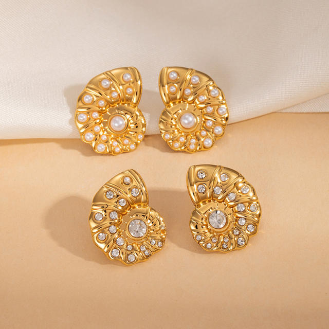 Butterfly Conch Zircon Stainless Steel Earrings for Women