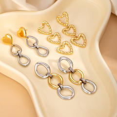 Stainless Steel earrings Geometric Love Heart Tassel Chain Earrings for Women