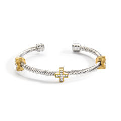 Wire Rope Bracelet Pvd18K Stainless Steel Bracelet with daimond cross