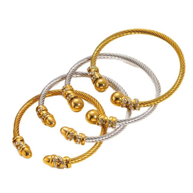 Retro Diamond-Encrusted Bracelet Pvd 18K stainless steel bangle bracelet