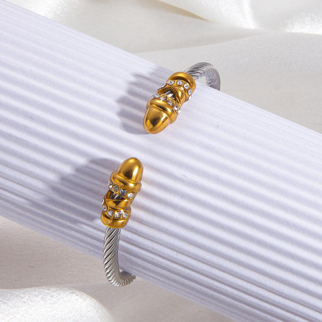 Retro Diamond-Encrusted Bracelet Pvd 18K stainless steel bangle bracelet