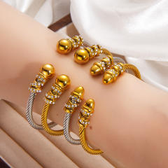 Retro Diamond-Encrusted Bracelet Pvd 18K stainless steel bangle bracelet