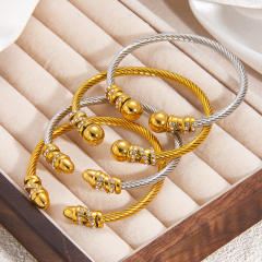 Retro Diamond-Encrusted Bracelet Pvd 18K stainless steel bangle bracelet