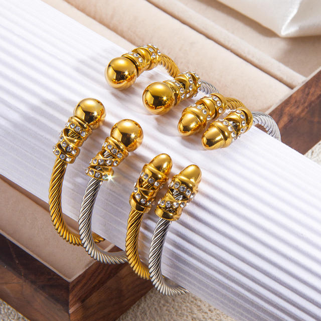 Retro Diamond-Encrusted Bracelet Pvd 18K stainless steel bangle bracelet