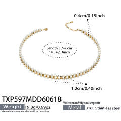 Txp597-oyster gold necklace-37+6cm