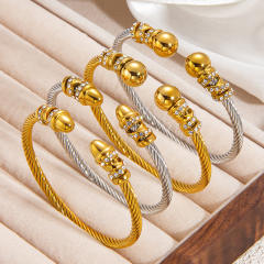 Retro Diamond-Encrusted Bracelet Pvd 18K stainless steel bangle bracelet
