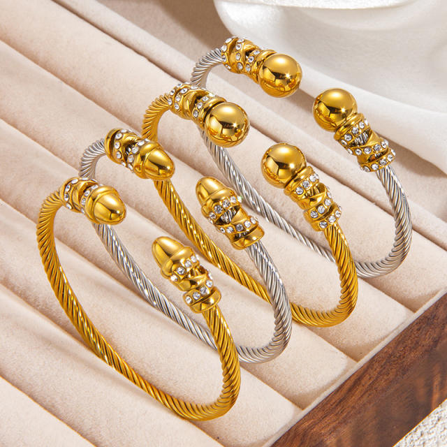 Retro Diamond-Encrusted Bracelet Pvd 18K stainless steel bangle bracelet
