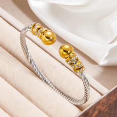 Retro Diamond-Encrusted Bracelet Pvd 18K stainless steel bangle bracelet