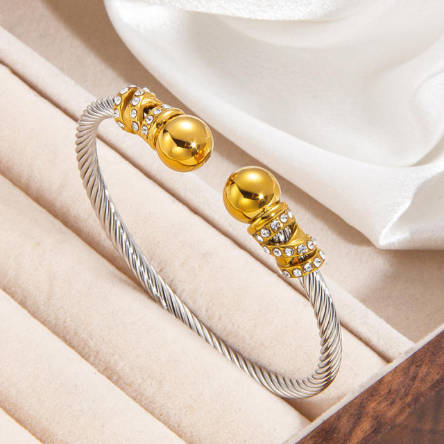 Retro Diamond-Encrusted Bracelet Pvd 18K stainless steel bangle bracelet