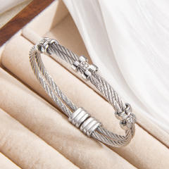 Diamond-Encrusted Gold Twist Bracelet Stainless steel bangle bracelet