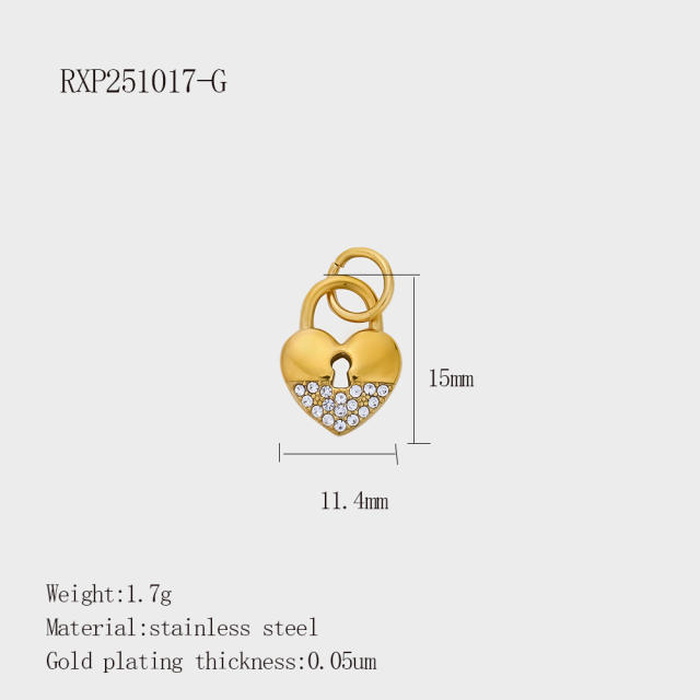 Fashion Life Elements DIY Comb Phone Fork Diamond Pendant Accessories Stainless Steel Gold-Plated 18K Pendant