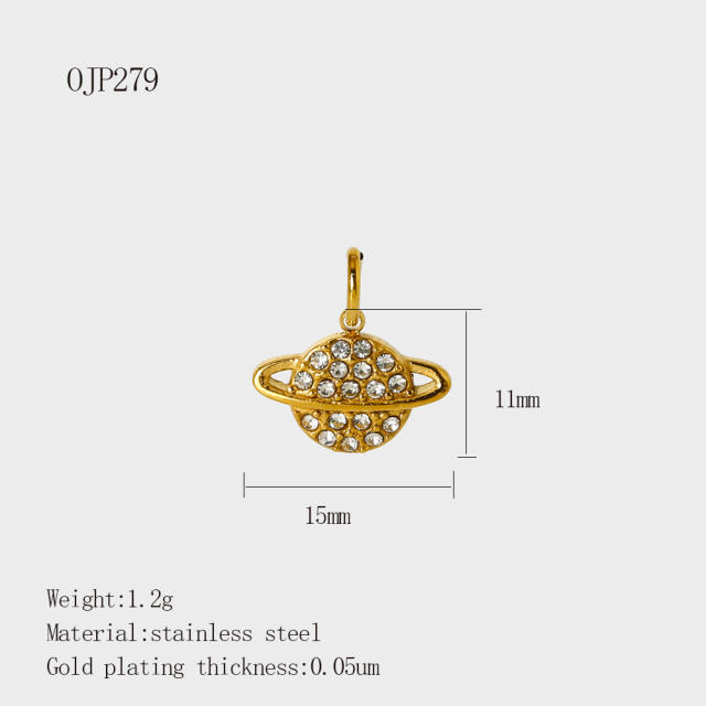 DIY Accessories Pendant Stainless Steel Plated 18K Gold Full Diamond Sweet Pepper Planet Butterfly Boots Pendant
