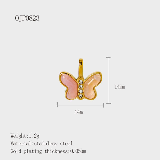 DIY Accessories Pendant Stainless Steel Plated 18K Gold Full Diamond Sweet Pepper Planet Butterfly Boots Pendant