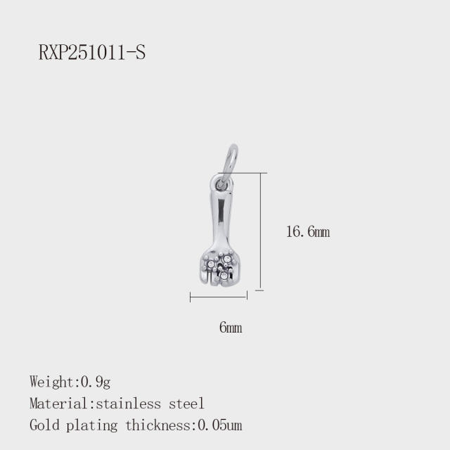 Fashion Life Elements DIY Comb Phone Fork Diamond Pendant Accessories Stainless Steel Gold-Plated 18K Pendant