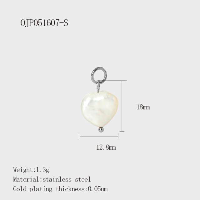 Vacation Style Pearl Series Shell Heart Star Coconut Tree DIY Stainless Steel charm