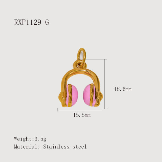 Creative Oil Dripping Colorful Stereo DIY Pendant Stainless Steel Plated 18K Gold Small Pendant Collection