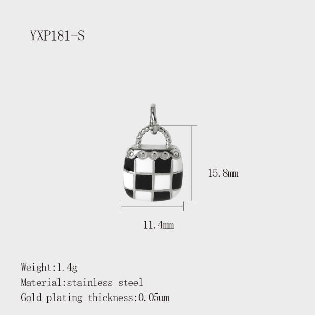 DIY Accessories Pendant Stainless Steel Plated 18K Gold Full Diamond Sweet Pepper Planet Butterfly Boots Pendant