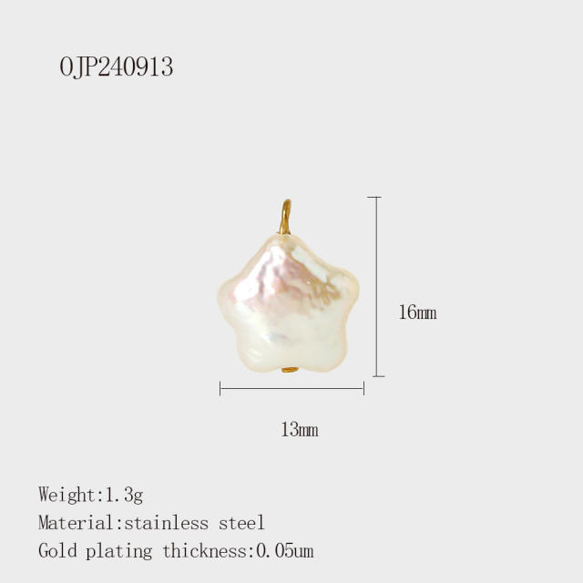 Vacation Style Pearl Series Shell Heart Star Coconut Tree DIY Stainless Steel charm