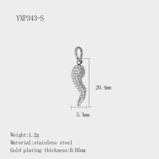 DIY Accessories Pendant Stainless Steel Plated 18K Gold Full Diamond Sweet Pepper Planet Butterfly Boots Pendant