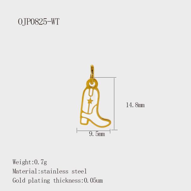 DIY Accessories Pendant Stainless Steel Plated 18K Gold Full Diamond Sweet Pepper Planet Butterfly Boots Pendant