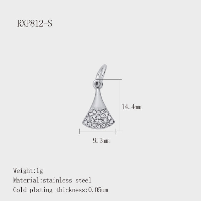 Fashion Life Elements DIY Comb Phone Fork Diamond Pendant Accessories Stainless Steel Gold-Plated 18K Pendant