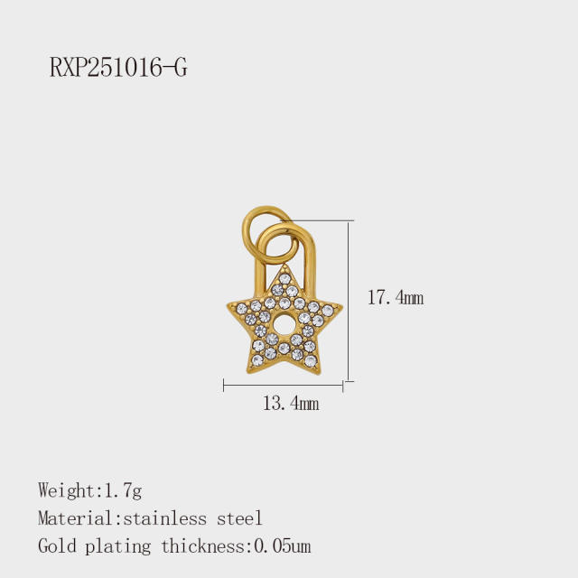Fashion Life Elements DIY Comb Phone Fork Diamond Pendant Accessories Stainless Steel Gold-Plated 18K Pendant