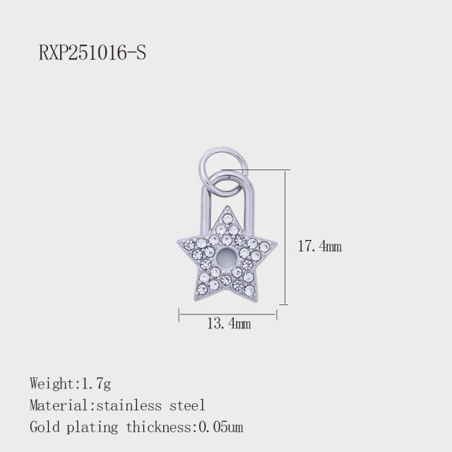 Fashion Life Elements DIY Comb Phone Fork Diamond Pendant Accessories Stainless Steel Gold-Plated 18K Pendant
