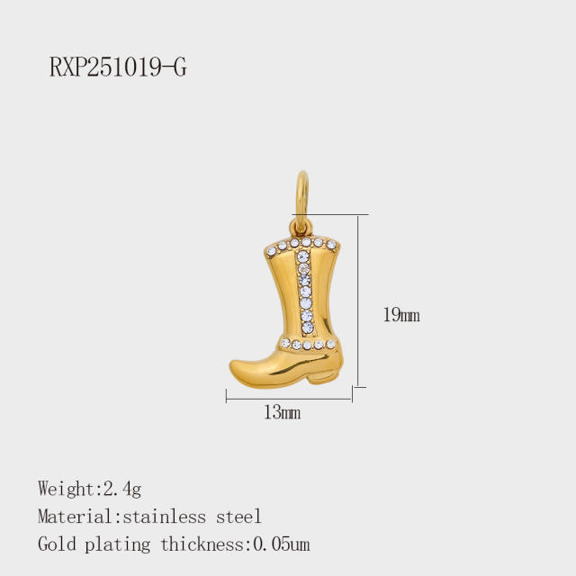 Fashion Life Elements DIY Comb Phone Fork Diamond Pendant Accessories Stainless Steel Gold-Plated 18K Pendant