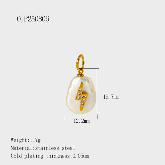 Vacation Style Pearl Series Shell Heart Star Coconut Tree DIY Stainless Steel charm