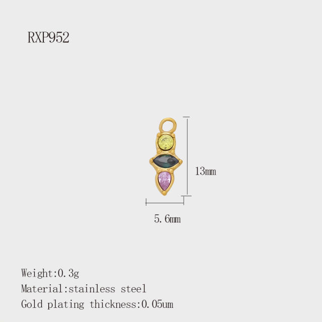 Fashion Life Elements DIY Comb Phone Fork Diamond Pendant Accessories Stainless Steel Gold-Plated 18K Pendant