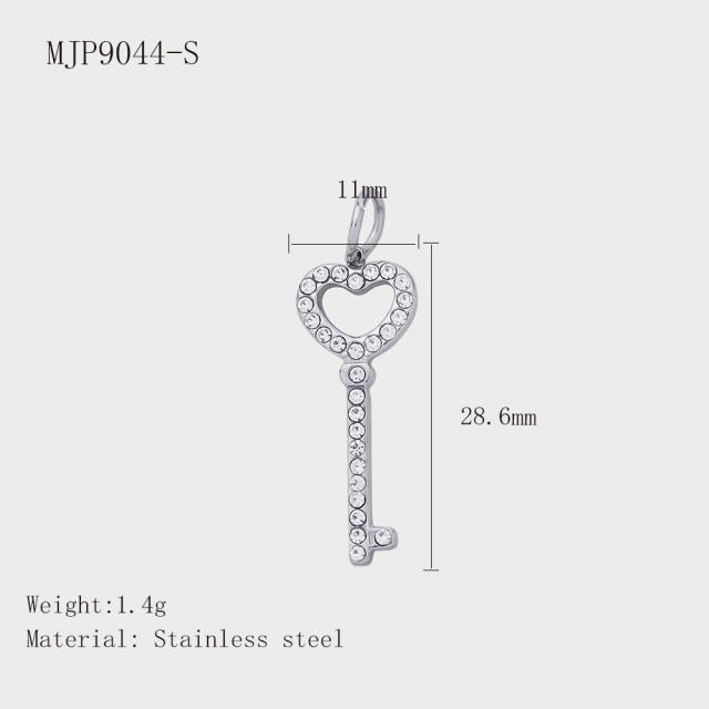 Hot-Selling Silver Life Series Stainless Steel Key Lock Love Phone Crown Jewelry Accessories Pendant
