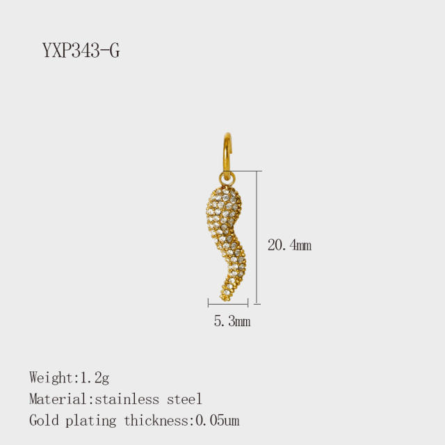DIY Accessories Pendant Stainless Steel Plated 18K Gold Full Diamond Sweet Pepper Planet Butterfly Boots Pendant