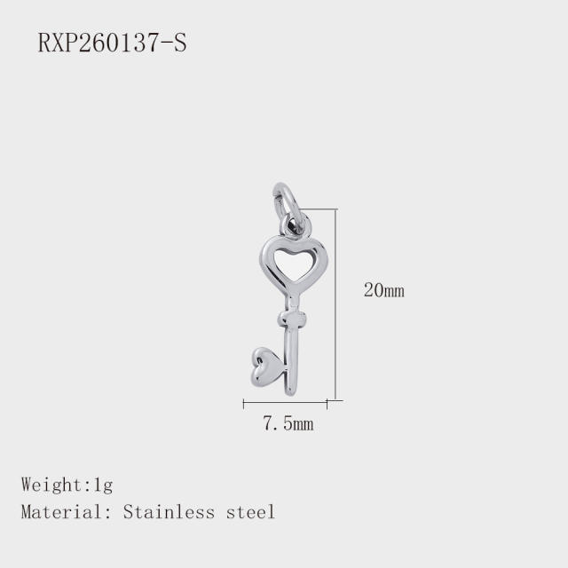 Hot-Selling Silver Life Series Stainless Steel Key Lock Love Phone Crown Jewelry Accessories Pendant