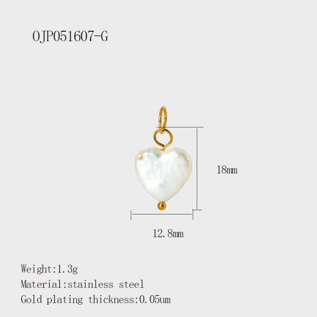 Vacation Style Pearl Series Shell Heart Star Coconut Tree DIY Stainless Steel charm