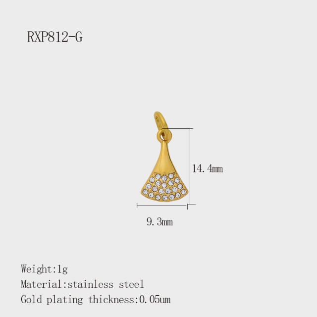 Fashion Life Elements DIY Comb Phone Fork Diamond Pendant Accessories Stainless Steel Gold-Plated 18K Pendant
