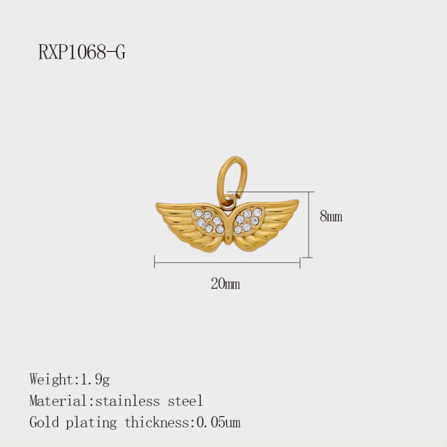 Fashion Life Elements DIY Comb Phone Fork Diamond Pendant Accessories Stainless Steel Gold-Plated 18K Pendant