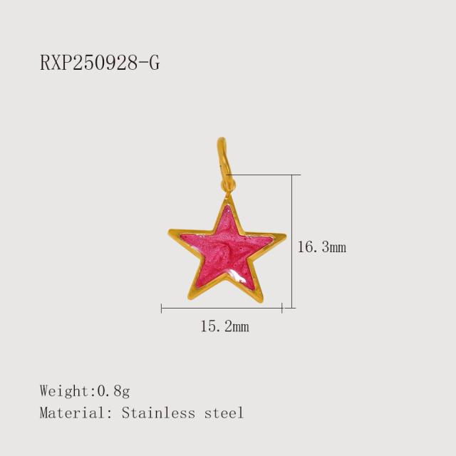 Creative Oil Dripping Colorful Stereo DIY Pendant Stainless Steel Plated 18K Gold Small Pendant Collection