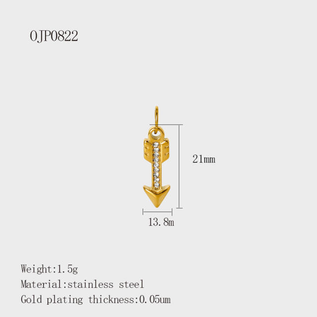 DIY Accessories Pendant Stainless Steel Plated 18K Gold Full Diamond Sweet Pepper Planet Butterfly Boots Pendant