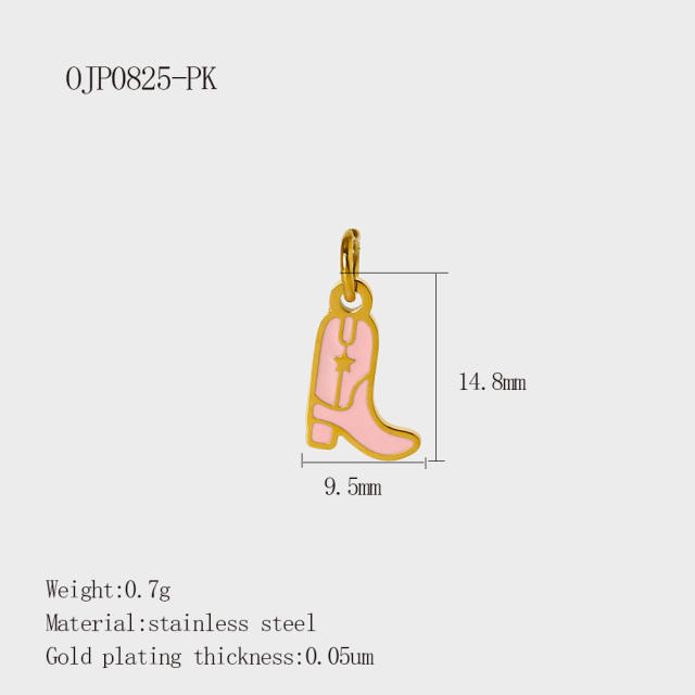 DIY Accessories Pendant Stainless Steel Plated 18K Gold Full Diamond Sweet Pepper Planet Butterfly Boots Pendant