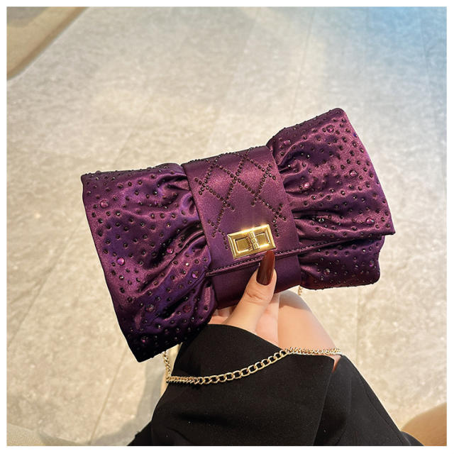 Dazzling Bow-Tie Evening Bag Full of Diamonds Light Luxury Clutch Bag