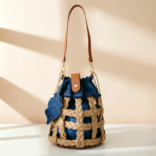 Summer holiday demin fabric women busket bag shoulder bag beach bag
