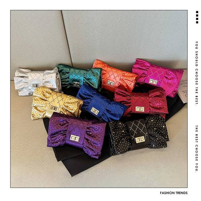 Dazzling Bow-Tie Evening Bag Full of Diamonds Light Luxury Clutch Bag