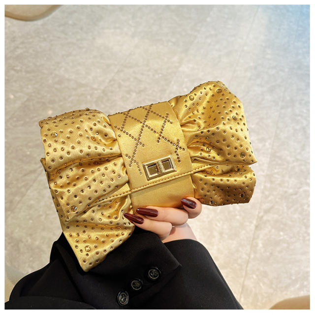 Dazzling Bow-Tie Evening Bag Full of Diamonds Light Luxury Clutch Bag