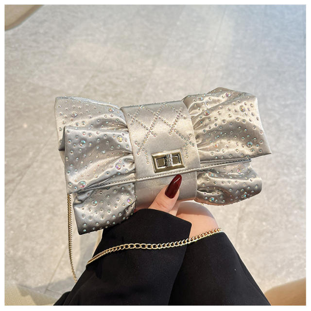 Dazzling Bow-Tie Evening Bag Full of Diamonds Light Luxury Clutch Bag