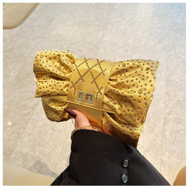 Dazzling Bow-Tie Evening Bag Full of Diamonds Light Luxury Clutch Bag