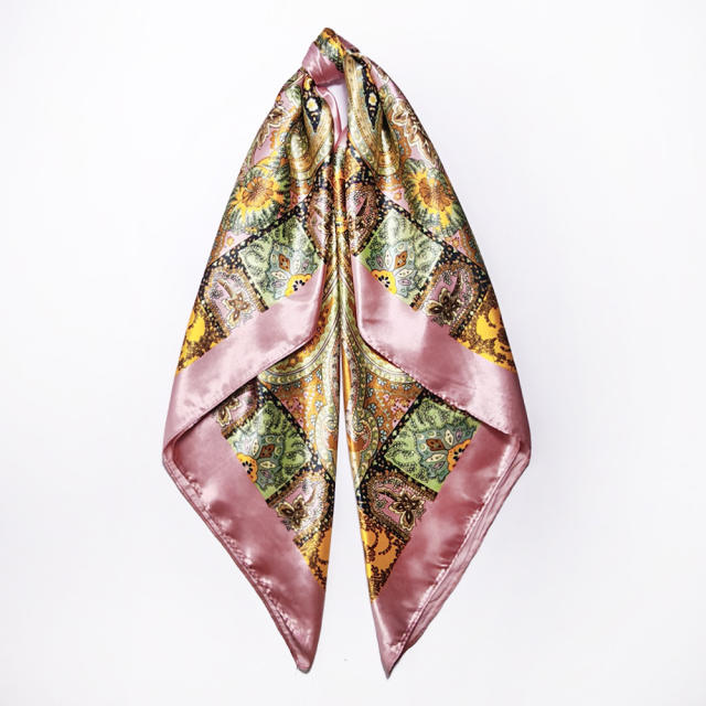 Paisley imitation Silk Scarf 90cm Women's satin Headscarf Wholesale