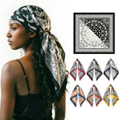 90cm satin paisley pattern square scarf headscarf for women