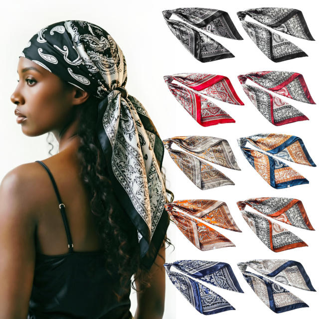 90cm paisley pattern square head scarf for women 10pcs set